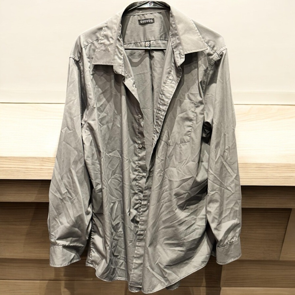 George grey men’s casual button down shirt